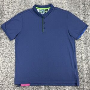 Robert Graham‎ Mens XLBlue Cotton Classic Fit Blend Short Sleeve Polo Pink Label